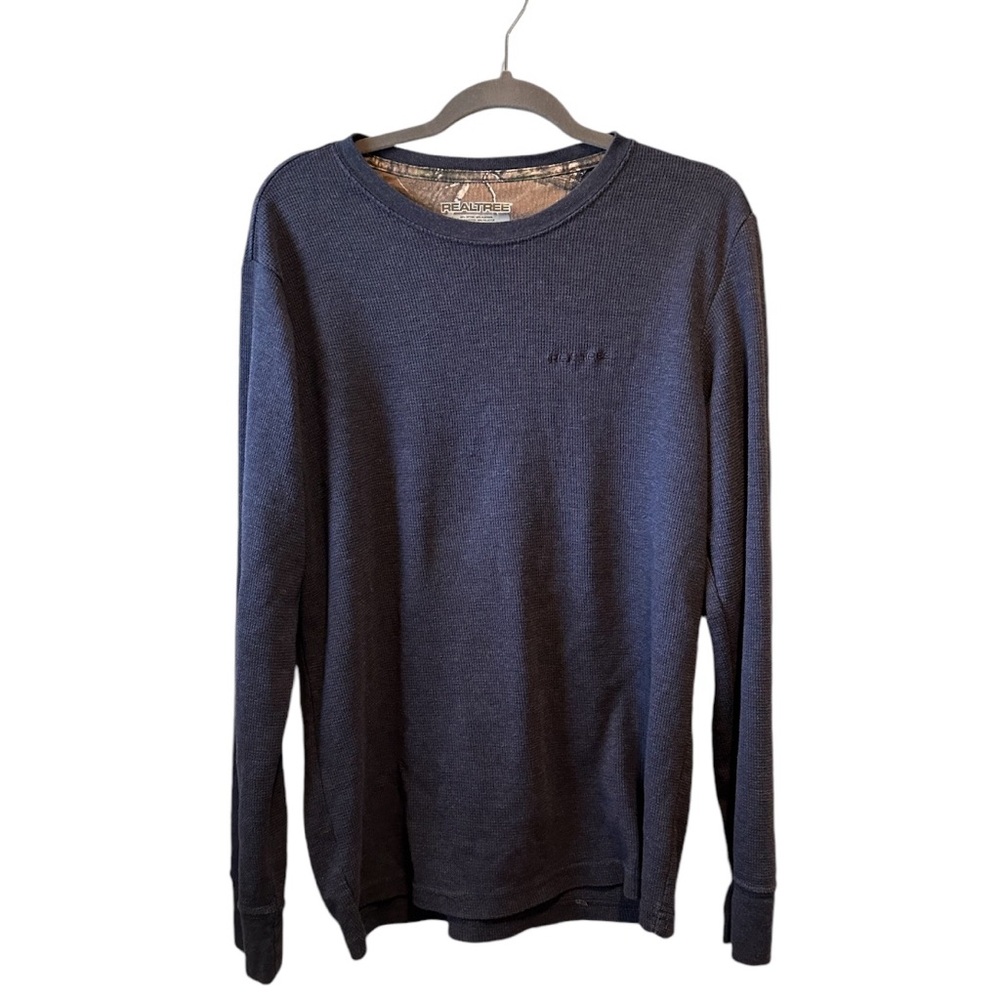RealTree Men's Blue Waffle Knit Thermal Base layer T Shirt Size L